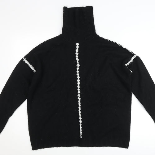 Wallis Women’s Black Roll Neck Knit Jumper Size M Long Sleeve