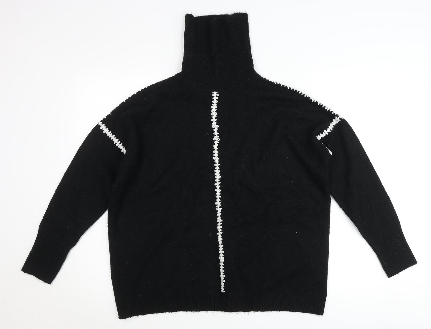 Wallis Women’s Black Roll Neck Knit Jumper Size M Long Sleeve