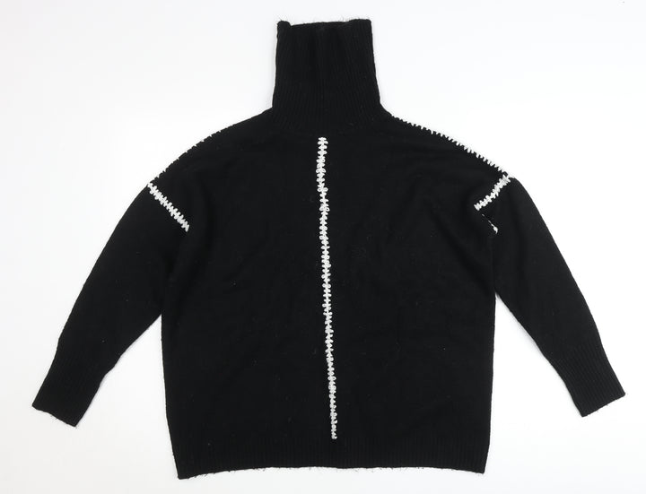Wallis Women’s Black Roll Neck Knit Jumper Size M Long Sleeve