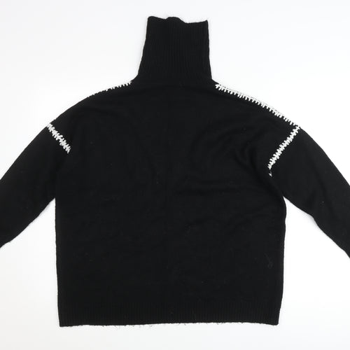 Wallis Women’s Black Roll Neck Knit Jumper Size M Long Sleeve