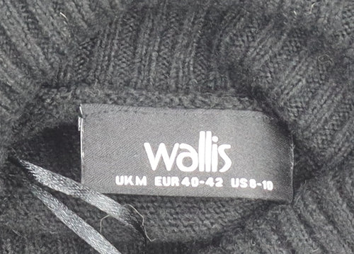 Wallis Women’s Black Roll Neck Knit Jumper Size M Long Sleeve