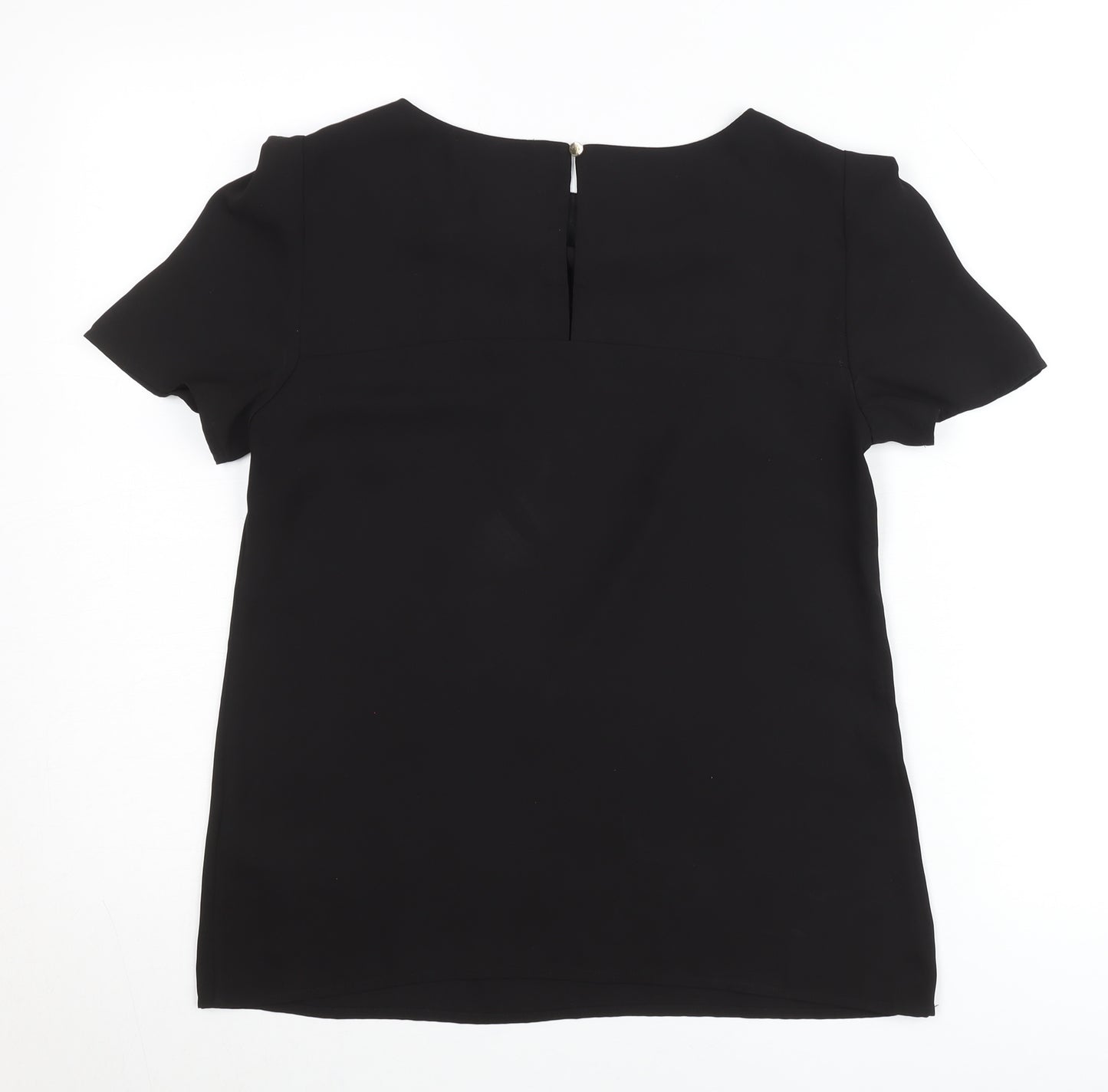Oasis Womens Black Blouse Size 8 Short Sleeve Scoop Neck