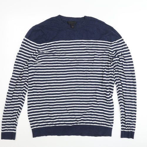 ASOS Women’s Blue Striped Crew Neck Cotton Jumper Size L