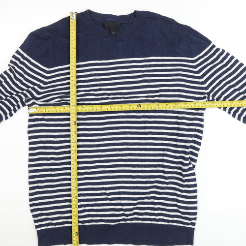 ASOS Women’s Blue Striped Crew Neck Cotton Jumper Size L