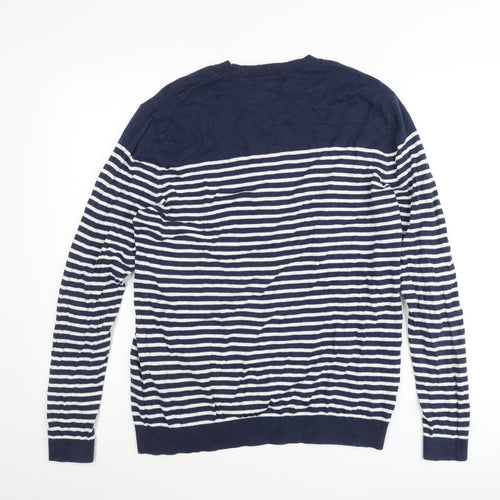 ASOS Women’s Blue Striped Crew Neck Cotton Jumper Size L