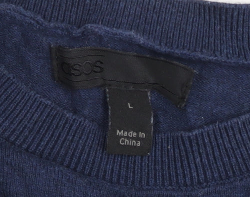 ASOS Women’s Blue Striped Crew Neck Cotton Jumper Size L