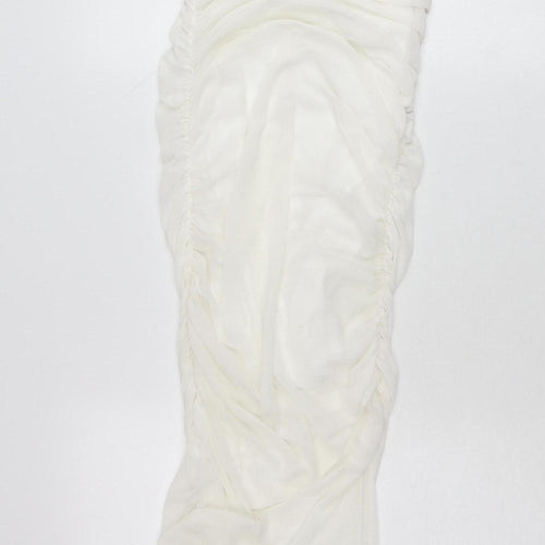 Femme Luxe Women’s White Size 8 Midi Ruched Bodycon Dress