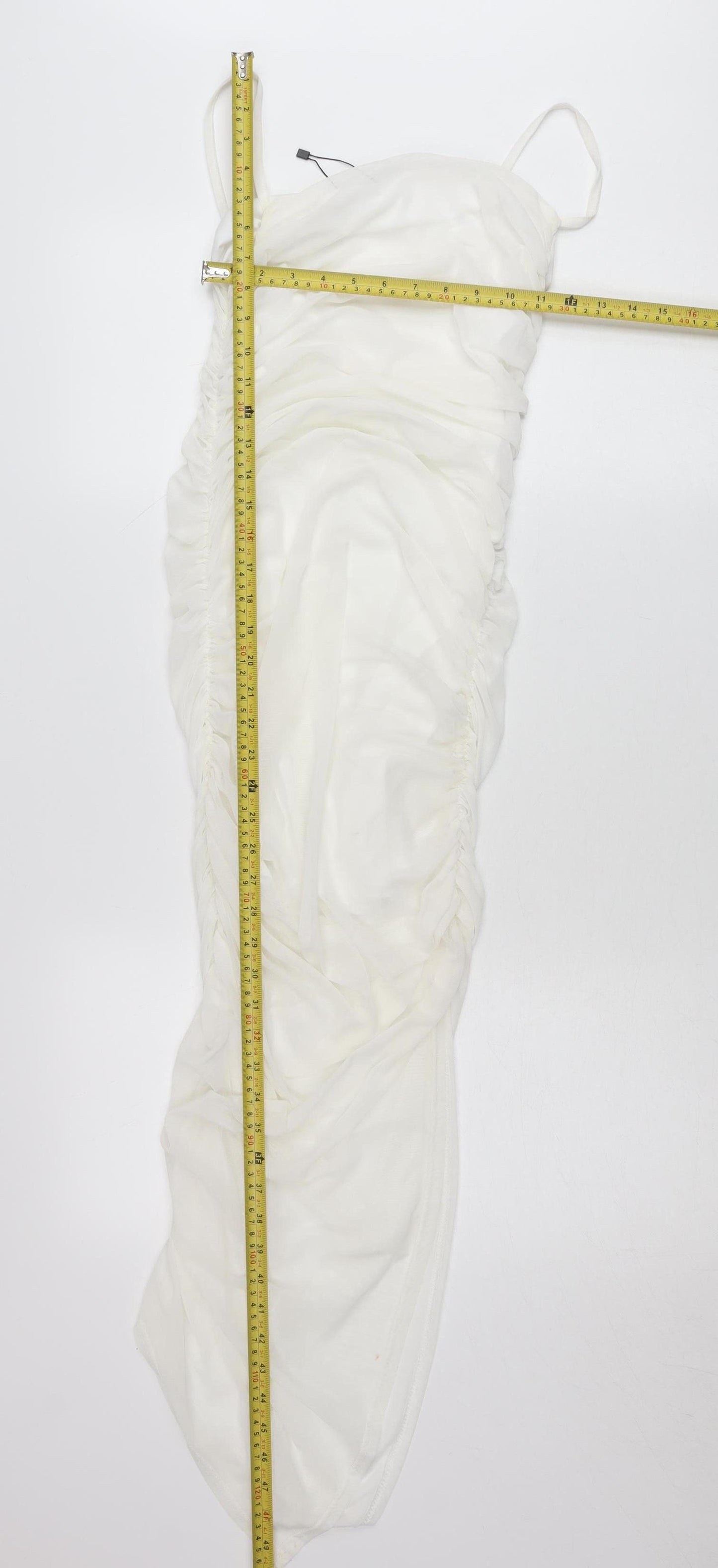 Femme Luxe Women’s White Size 8 Midi Ruched Bodycon Dress