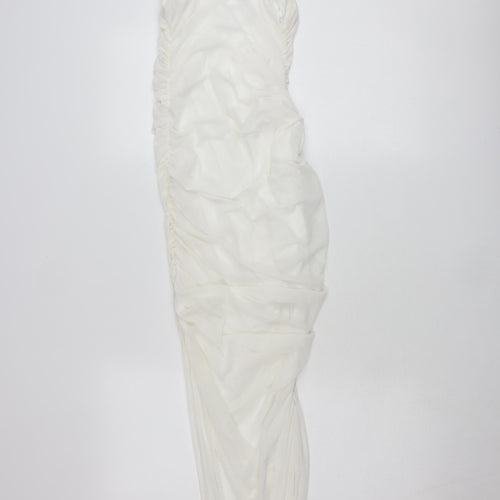 Femme Luxe Women’s White Size 8 Midi Ruched Bodycon Dress