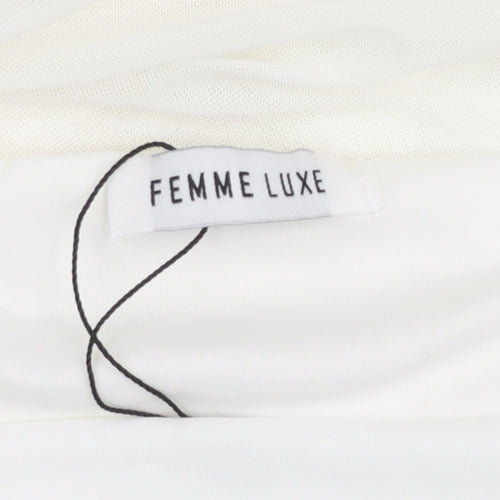 Femme Luxe Women’s White Size 8 Midi Ruched Bodycon Dress