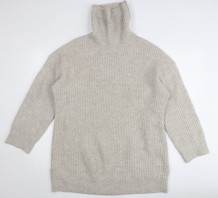 MNG Women’s Beige Roll Neck Long Sleeve Pullover Jumper L
