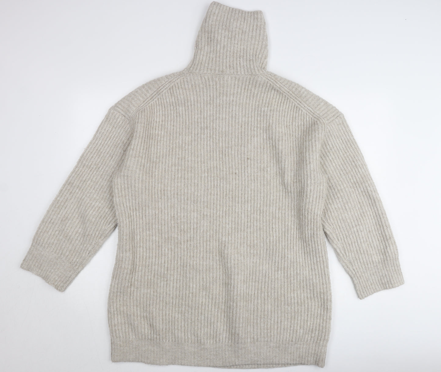 MNG Women’s Beige Roll Neck Long Sleeve Pullover Jumper L