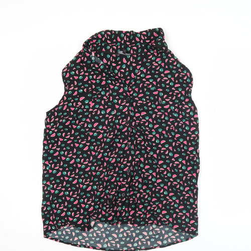 Next Women’s Black Fruit Print Sleeveless Viscose Blouse Size 14