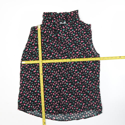 Next Women’s Black Fruit Print Sleeveless Viscose Blouse Size 14