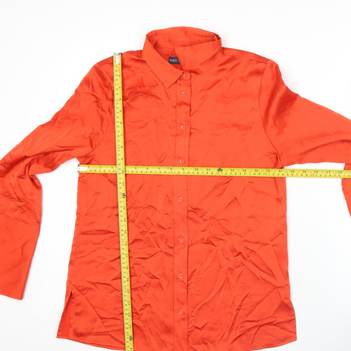 Marks and Spencer Womens Orange Size 6 Button-Up Long Sleeve Shirt