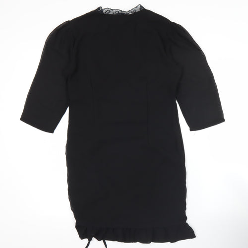 Wednesday's Girl Women's Black Bodycon Knee Length Dress Size S Lace Detail