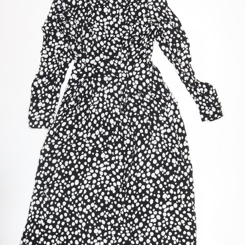 Zara Women’s Black Polka Dot Midi A-Line Dress Size S