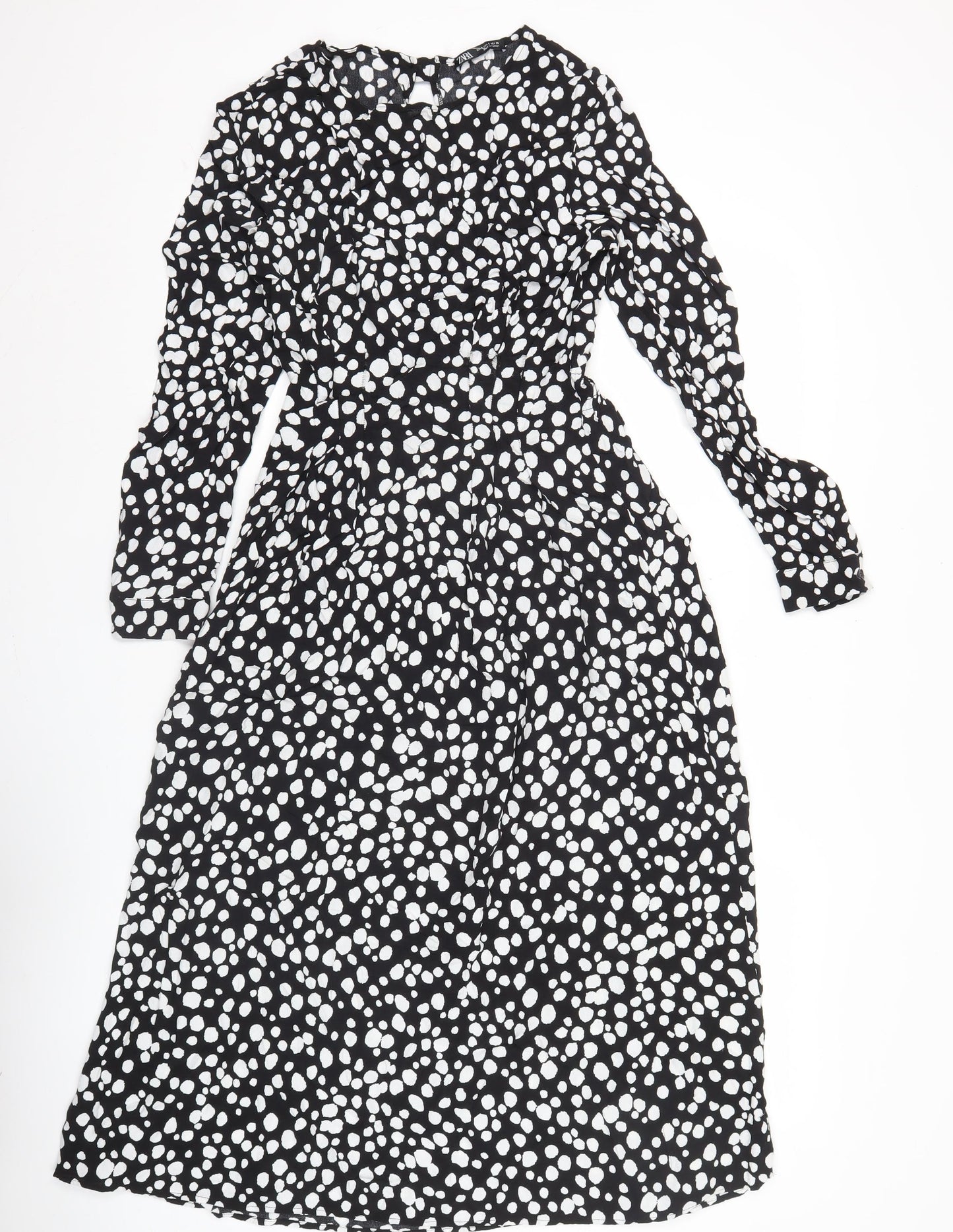 Zara Women’s Black Polka Dot Midi A-Line Dress Size S