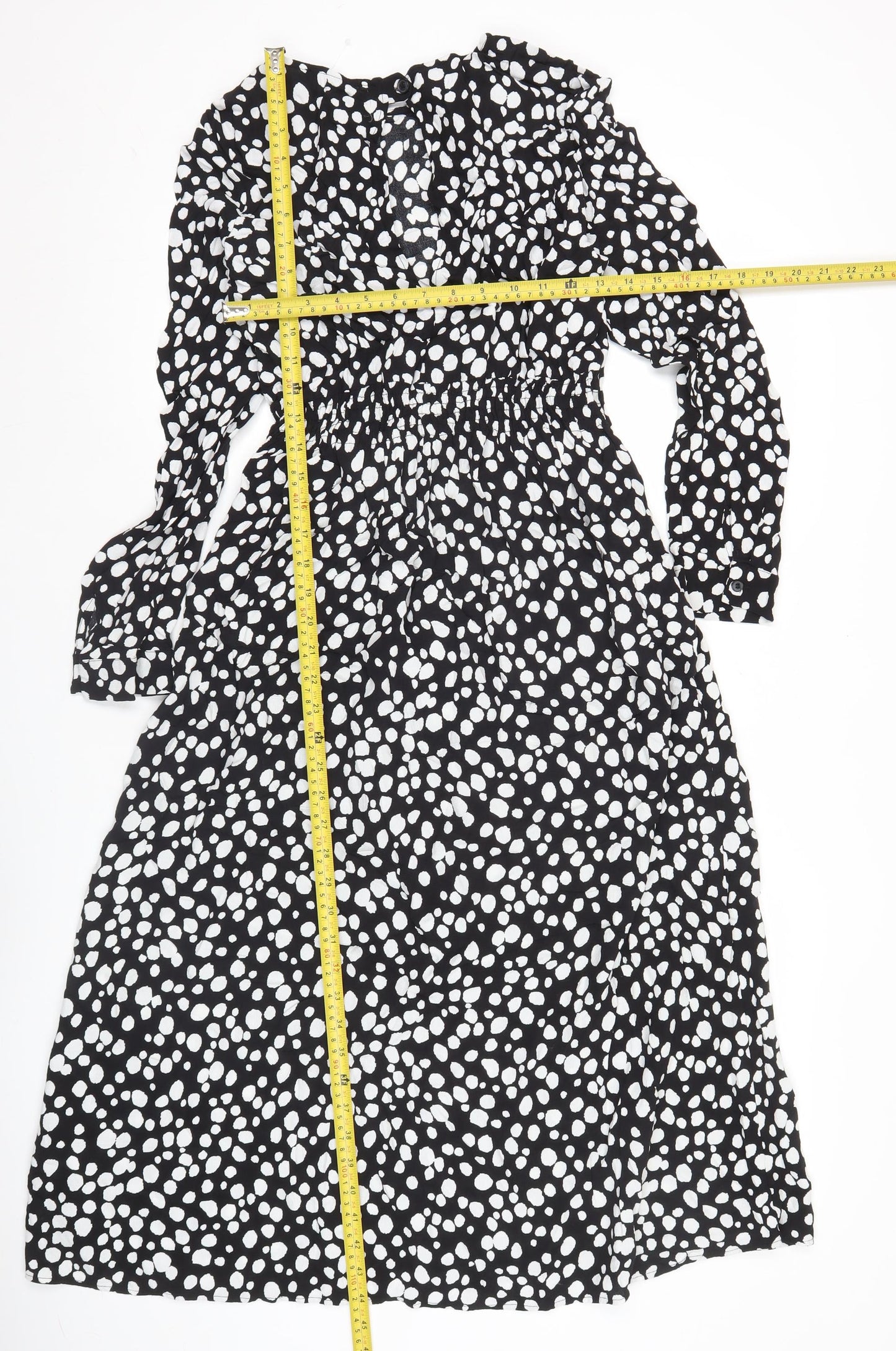 Zara Women’s Black Polka Dot Midi A-Line Dress Size S