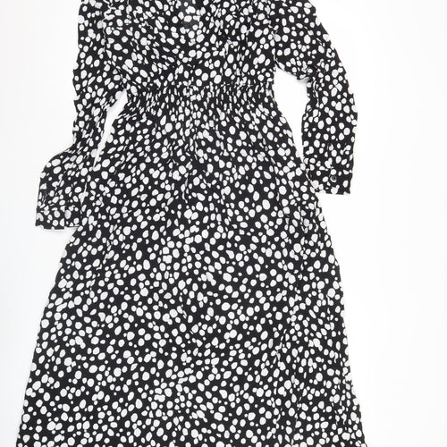 Zara Women’s Black Polka Dot Midi A-Line Dress Size S