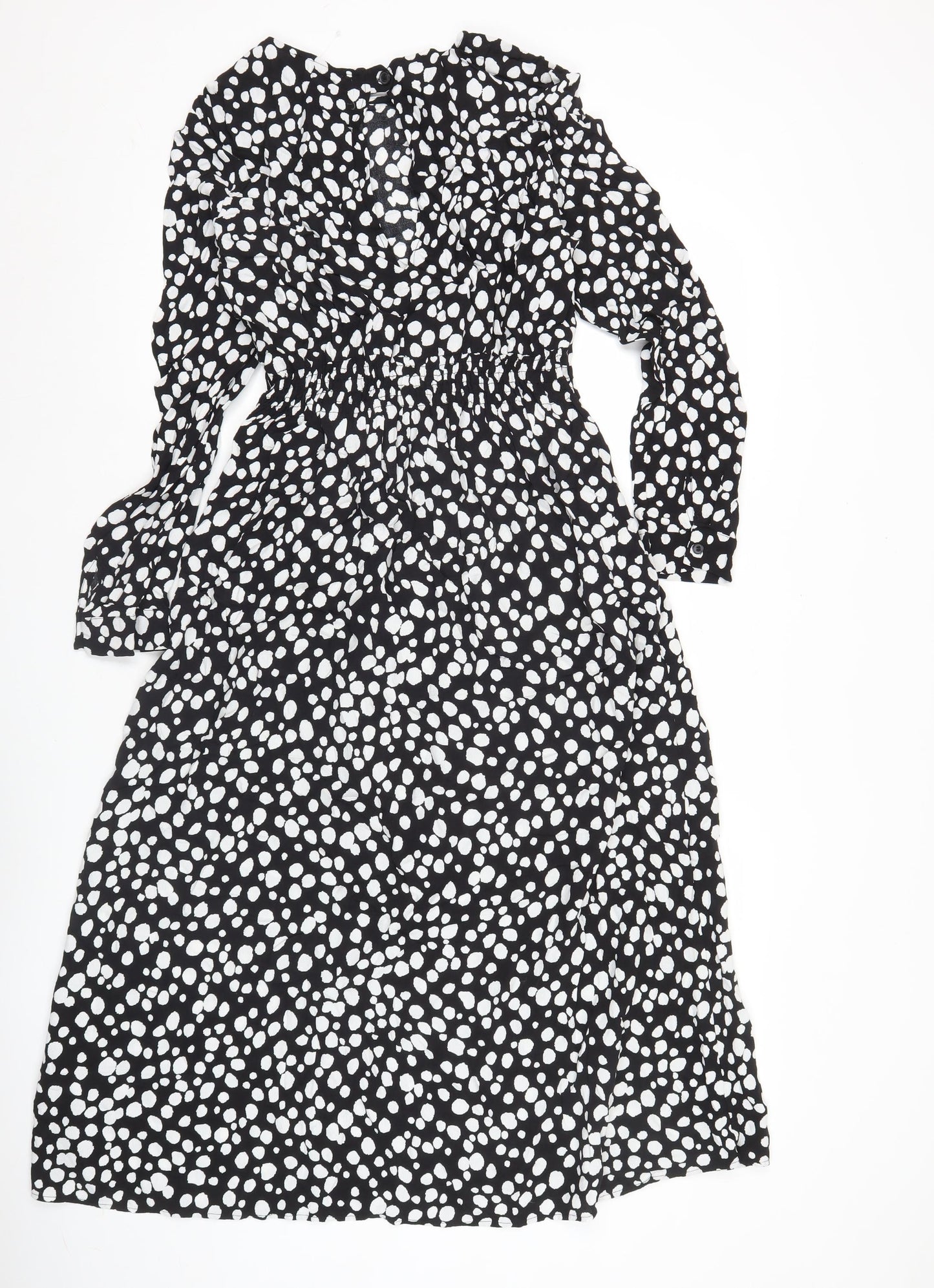 Zara Women’s Black Polka Dot Midi A-Line Dress Size S