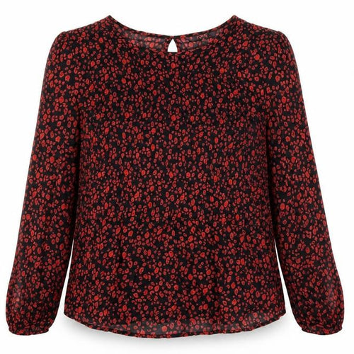 Next Women’s Black Red Animal Print Blouse Size 10 Long Sleeve