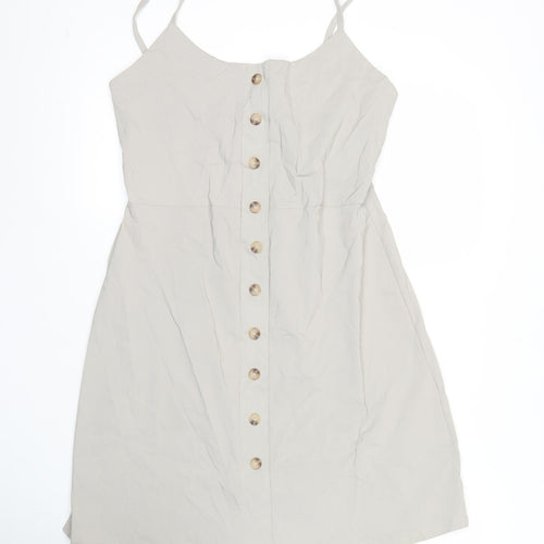 Missguided Women’s Beige Size 12 Pinafore Button Dress
