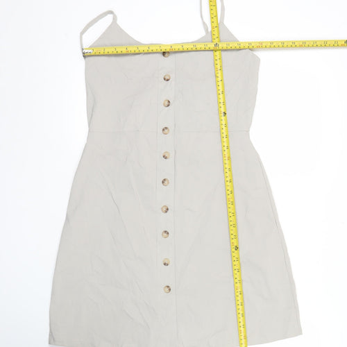 Missguided Women’s Beige Size 12 Pinafore Button Dress