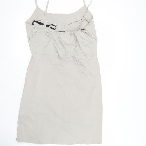 Missguided Women’s Beige Size 12 Pinafore Button Dress