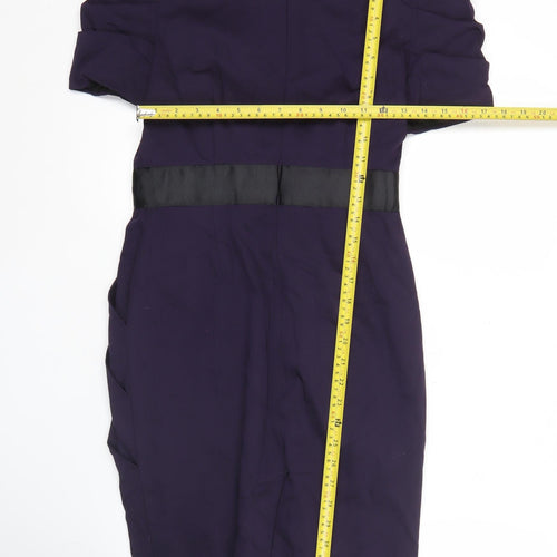 Next Petite Women’s Purple Sheath Dress Size 8 Short Sleeve Knee Length