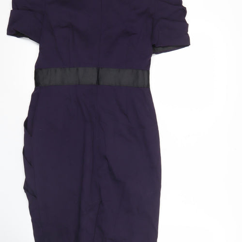 Next Petite Women’s Purple Sheath Dress Size 8 Short Sleeve Knee Length
