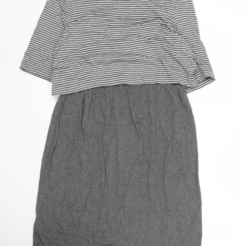 Next Maternity Women’s Grey Striped Shift Dress Size 12 Knee Length