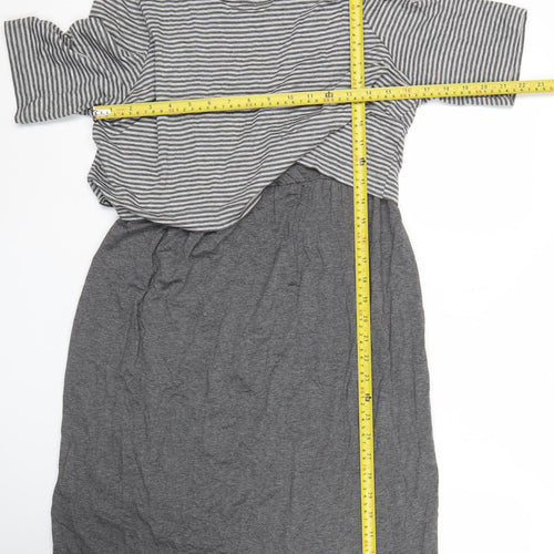 Next Maternity Women’s Grey Striped Shift Dress Size 12 Knee Length