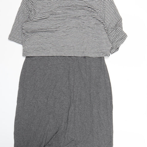 Next Maternity Women’s Grey Striped Shift Dress Size 12 Knee Length