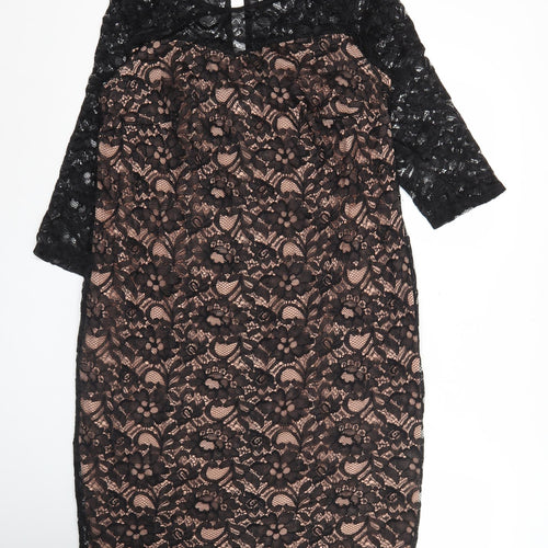 Dorothy Perkins Women's Black Lace Bodycon Dress Size 18
