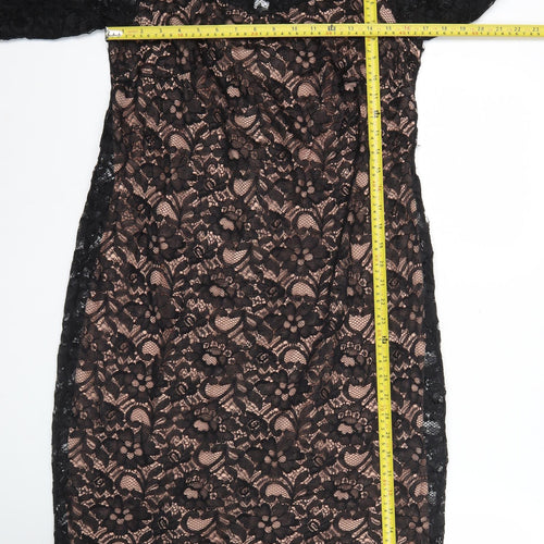Dorothy Perkins Women's Black Lace Bodycon Dress Size 18