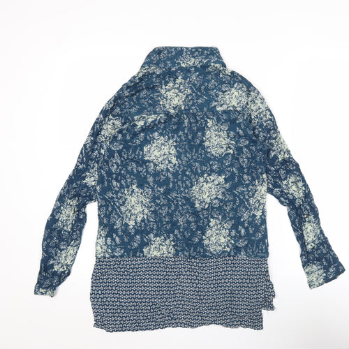 White Stuff Womens Blue Floral Linen Viscose Tunic Shirt Size 10