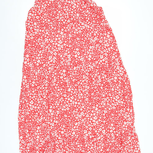 M&Co Women’s Red Floral A-Line Midi Dress Size 16 Petite