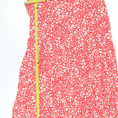 M&Co Women’s Red Floral A-Line Midi Dress Size 16 Petite