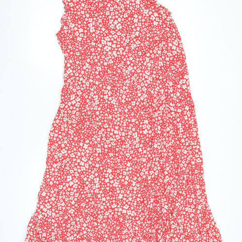 M&Co Women’s Red Floral A-Line Midi Dress Size 16 Petite