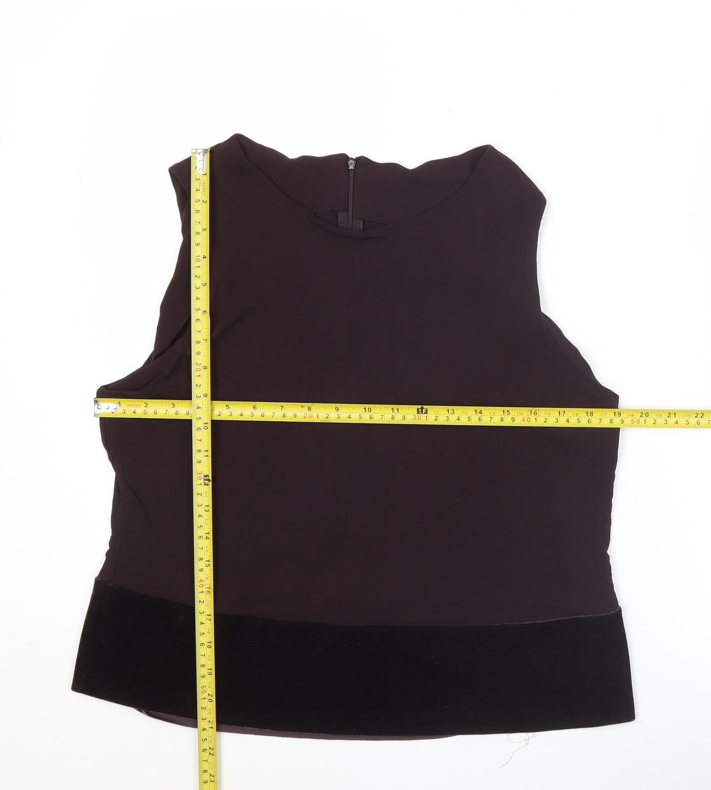 Marks and Spencer Women’s Brown Sleeveless Blouse UK 20 Round Neck
