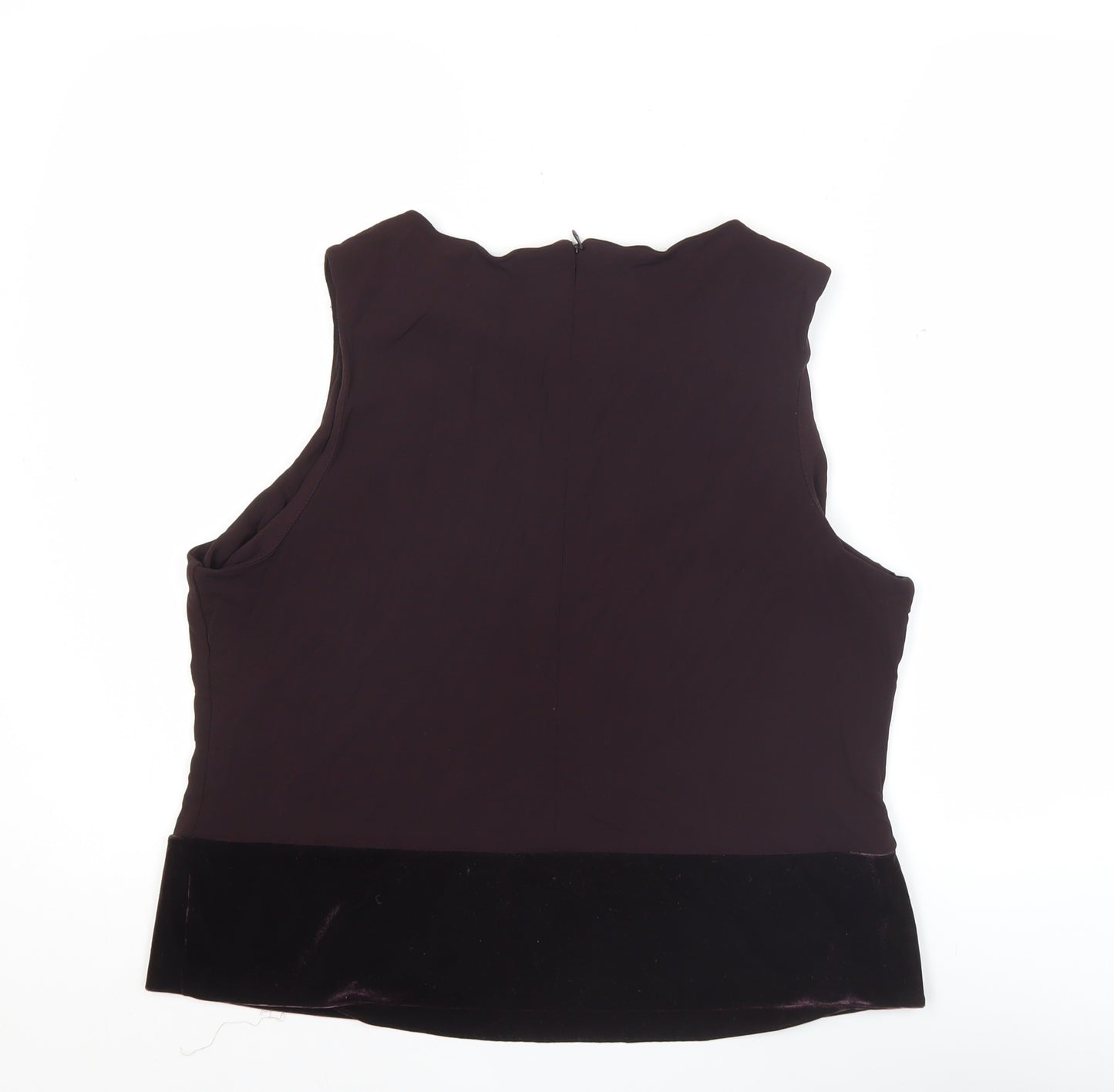 Marks and Spencer Women’s Brown Sleeveless Blouse UK 20 Round Neck