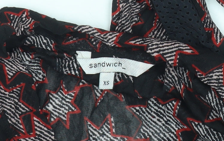 Sandwich Women’s Black XS Star Print Sheath Long Sleeve Dress
