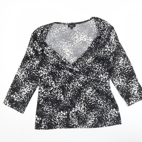 Next Women’s Black Animal Print Wrap Blouse Size 12