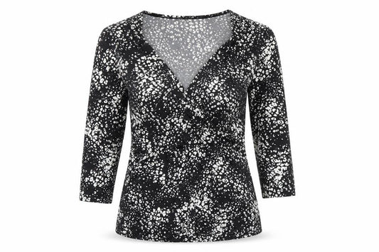 Front view of Next Women’s Black Animal Print Wrap Blouse, size UK 12