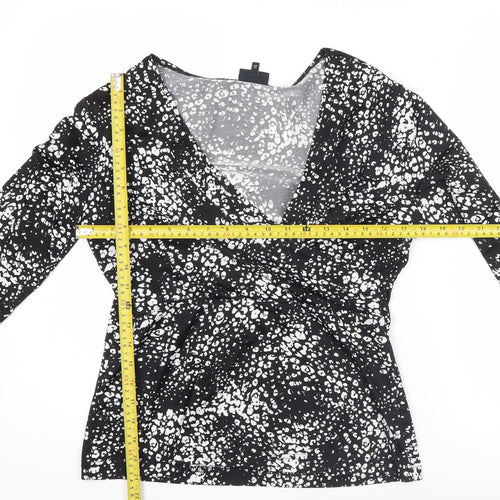 Next Women’s Black Animal Print Wrap Blouse Size 12