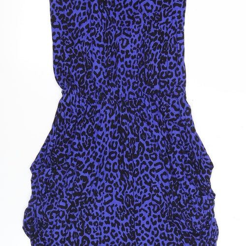 Warehouse Women’s Blue Leopard Print Bodycon Mini Dress UK 8