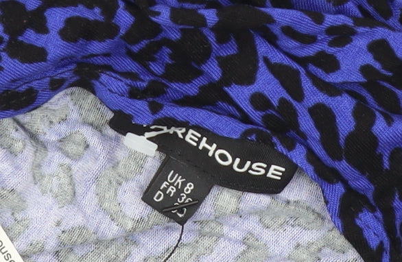Warehouse Women’s Blue Leopard Print Bodycon Mini Dress UK 8