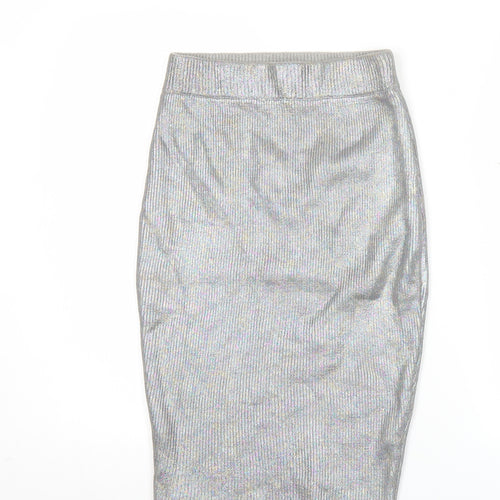 Glamorous Women’s Silver XS High Rise Pencil Skirt