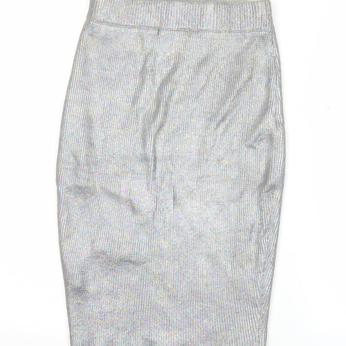 Glamorous Women’s Silver XS High Rise Pencil Skirt